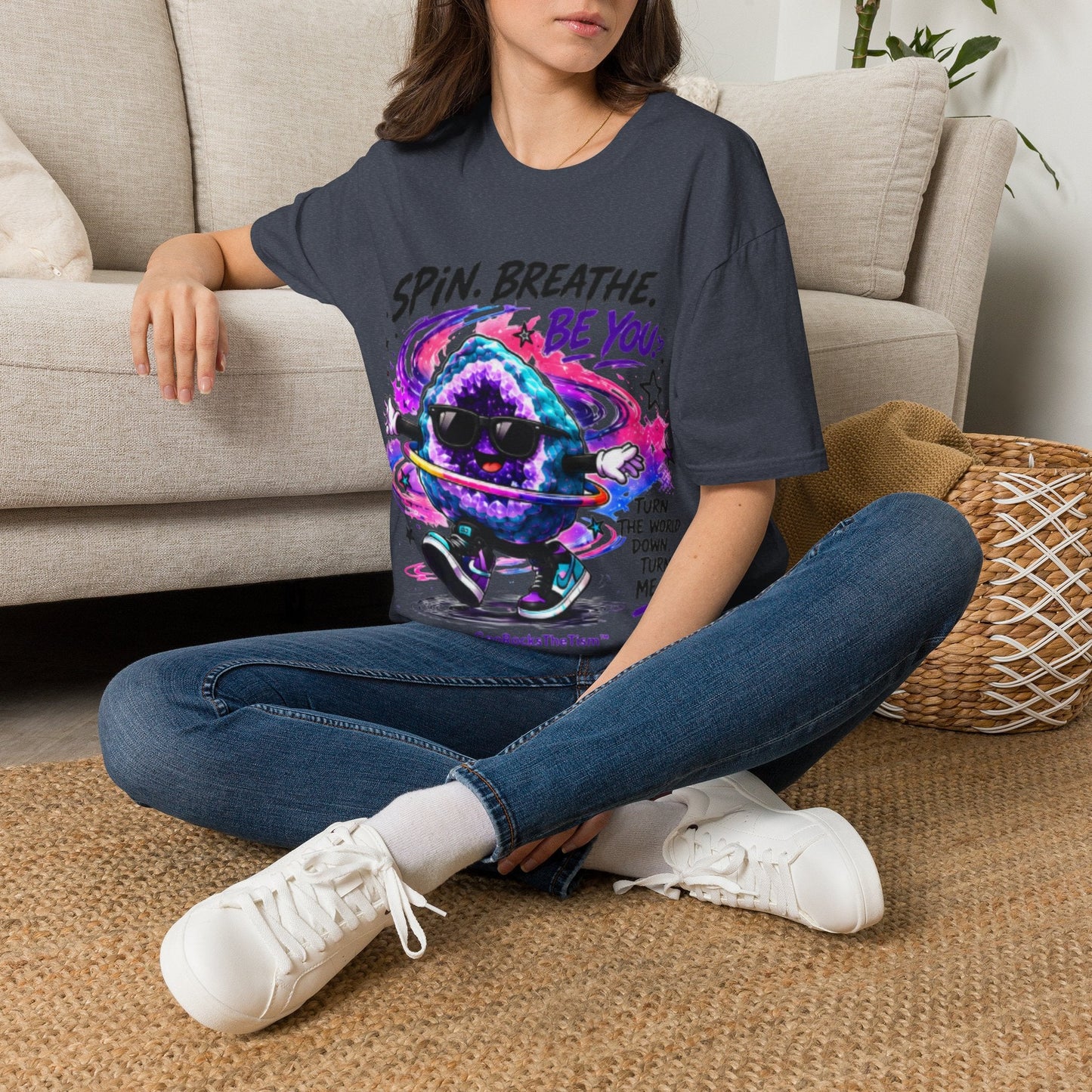 Geo Rocks the 'Tism Teen Stimming Geode "Spin. Breathe. Be You." Tee - Geo Rocks The 'Tism