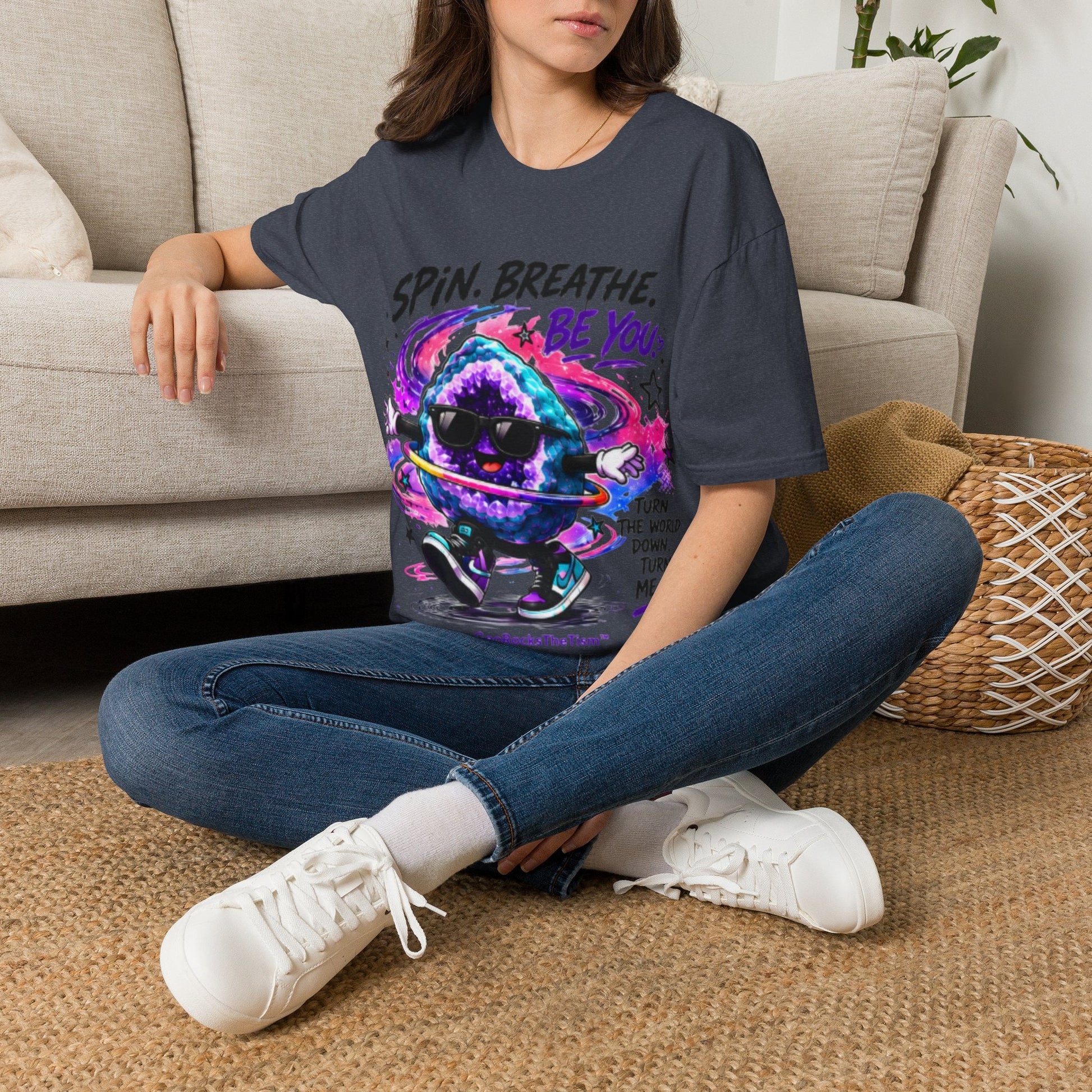 Geo Rocks the 'Tism Teen Stimming Geode "Spin. Breathe. Be You." Tee - Geo Rocks The 'Tism