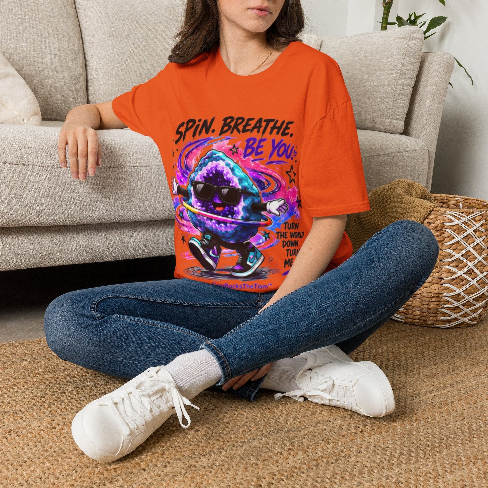Geo Rocks the 'Tism Teen Stimming Geode "Spin. Breathe. Be You." Tee - Geo Rocks The 'Tism