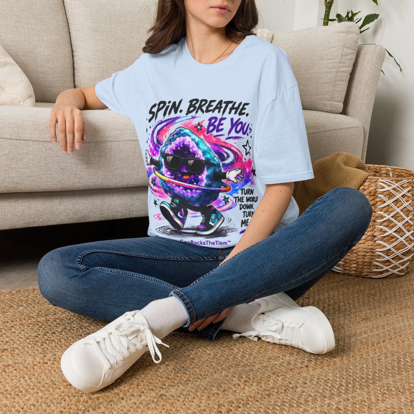 Geo Rocks the 'Tism Teen Stimming Geode "Spin. Breathe. Be You." Tee - Geo Rocks The 'Tism