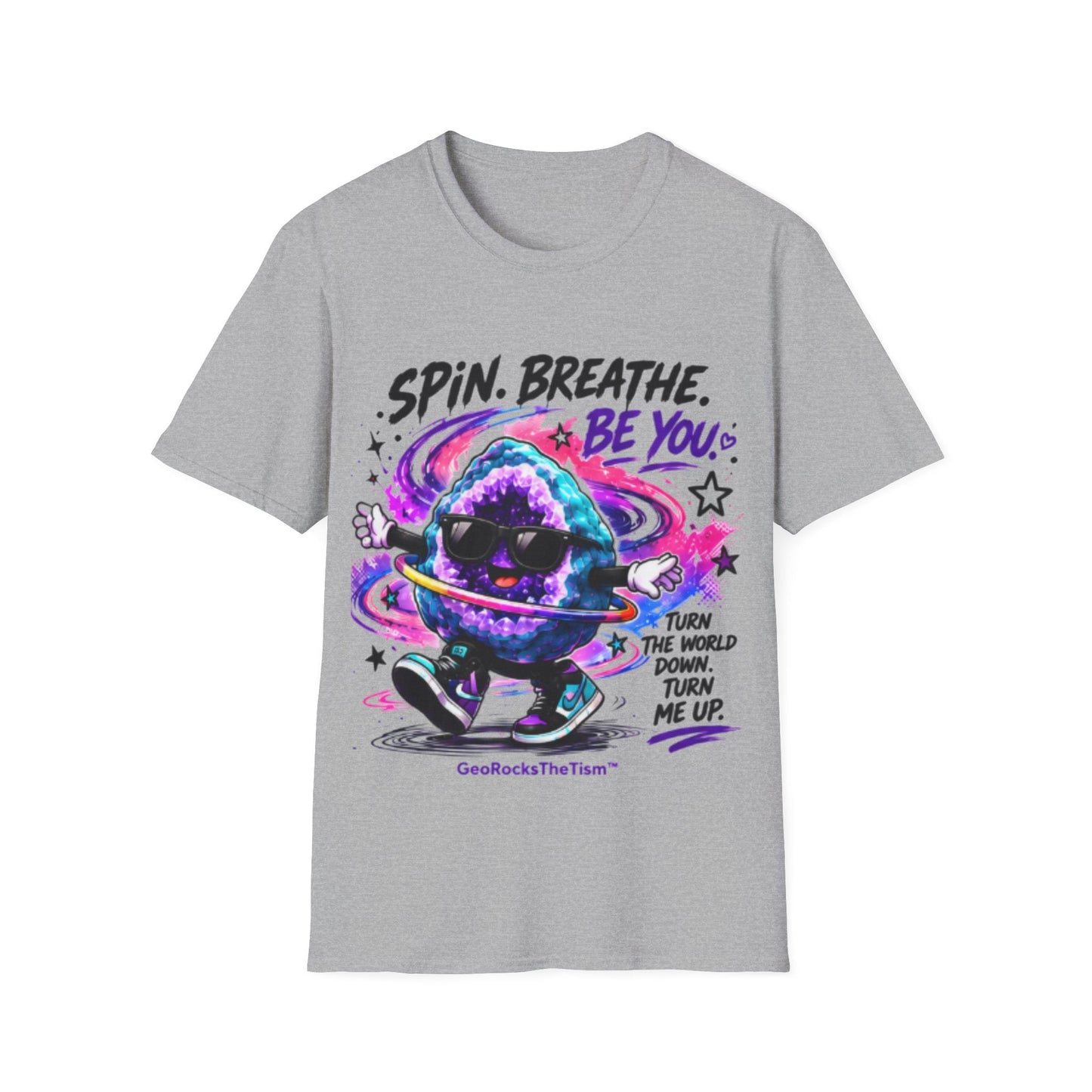 Geo Rocks the 'Tism Teen Stimming Geode "Spin. Breathe. Be You." Tee - Geo Rocks The 'Tism