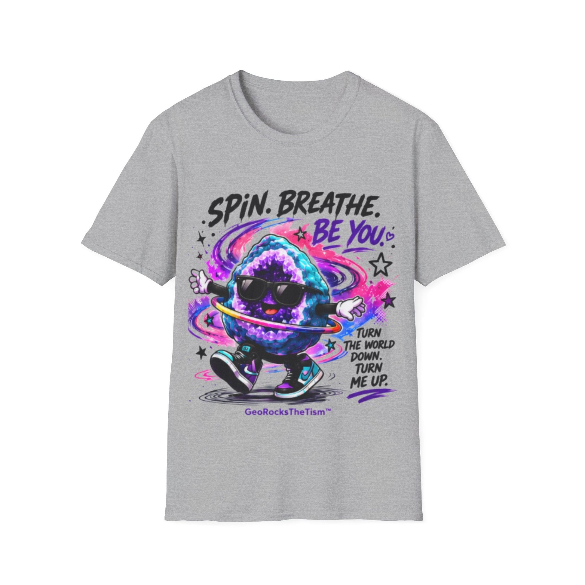 Geo Rocks the 'Tism Teen Stimming Geode "Spin. Breathe. Be You." Tee - Geo Rocks The 'Tism