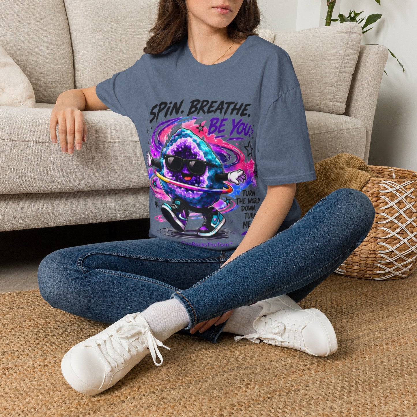 Geo Rocks the 'Tism Teen Stimming Geode "Spin. Breathe. Be You." Tee - Geo Rocks The 'Tism