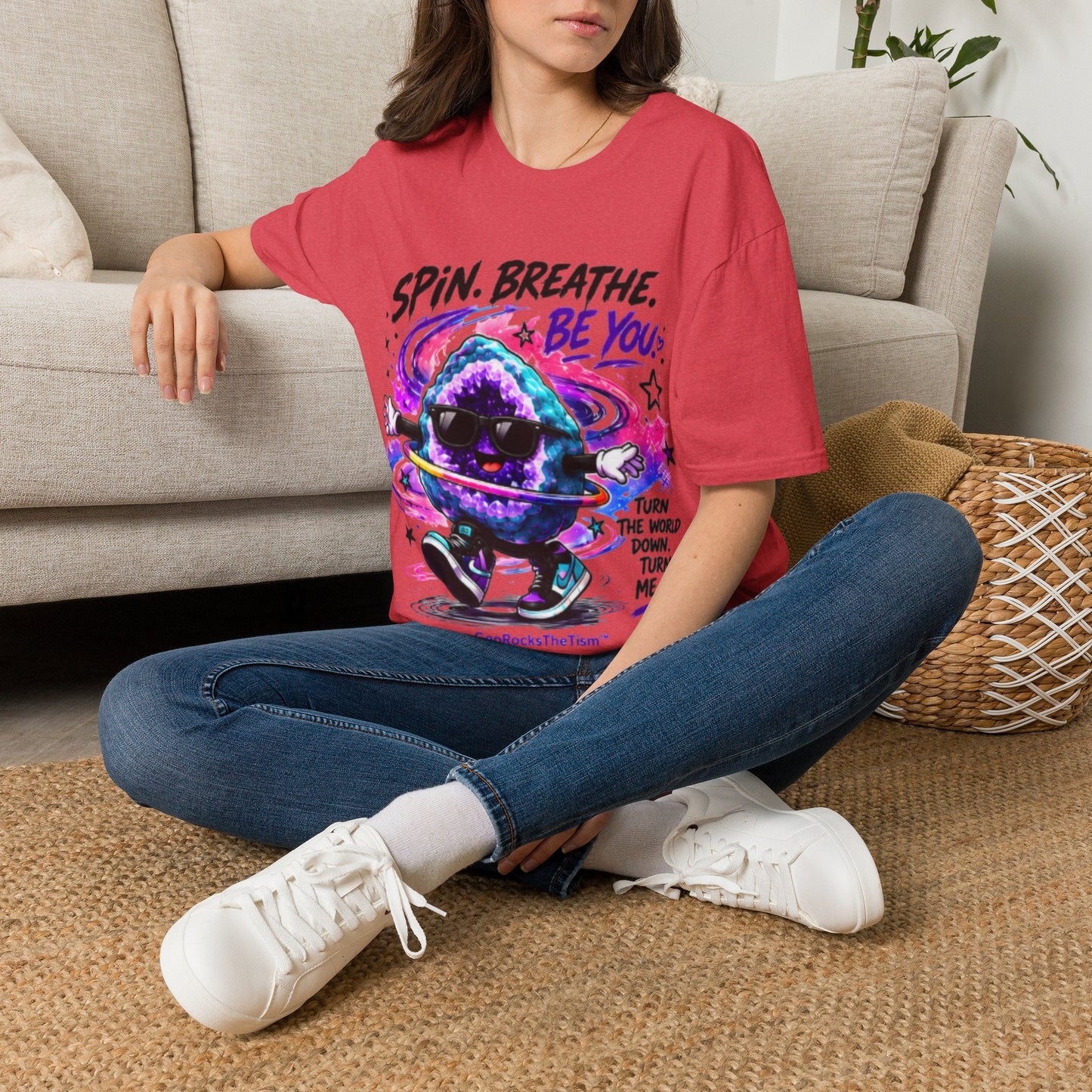 Geo Rocks the 'Tism Teen Stimming Geode "Spin. Breathe. Be You." Tee - Geo Rocks The 'Tism