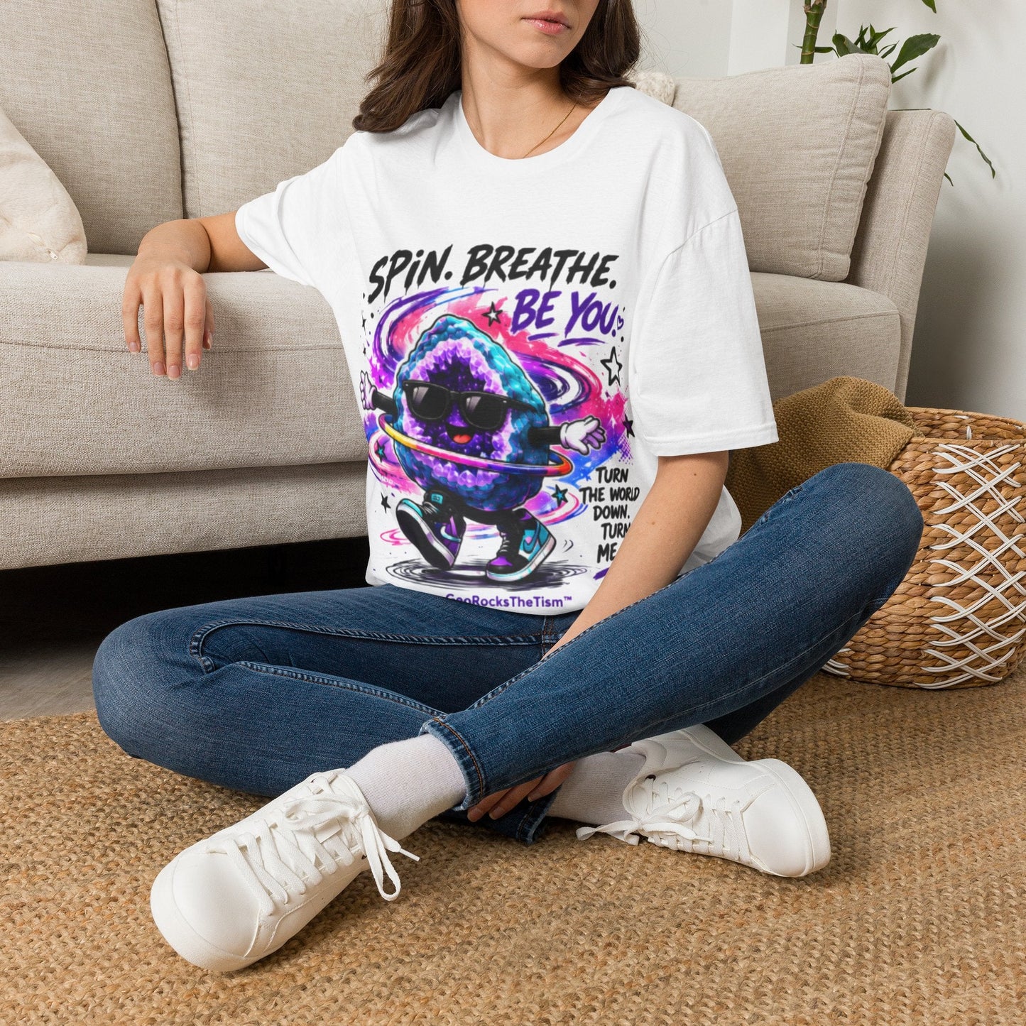 Geo Rocks the 'Tism Teen Stimming Geode "Spin. Breathe. Be You." Tee - Geo Rocks The 'Tism