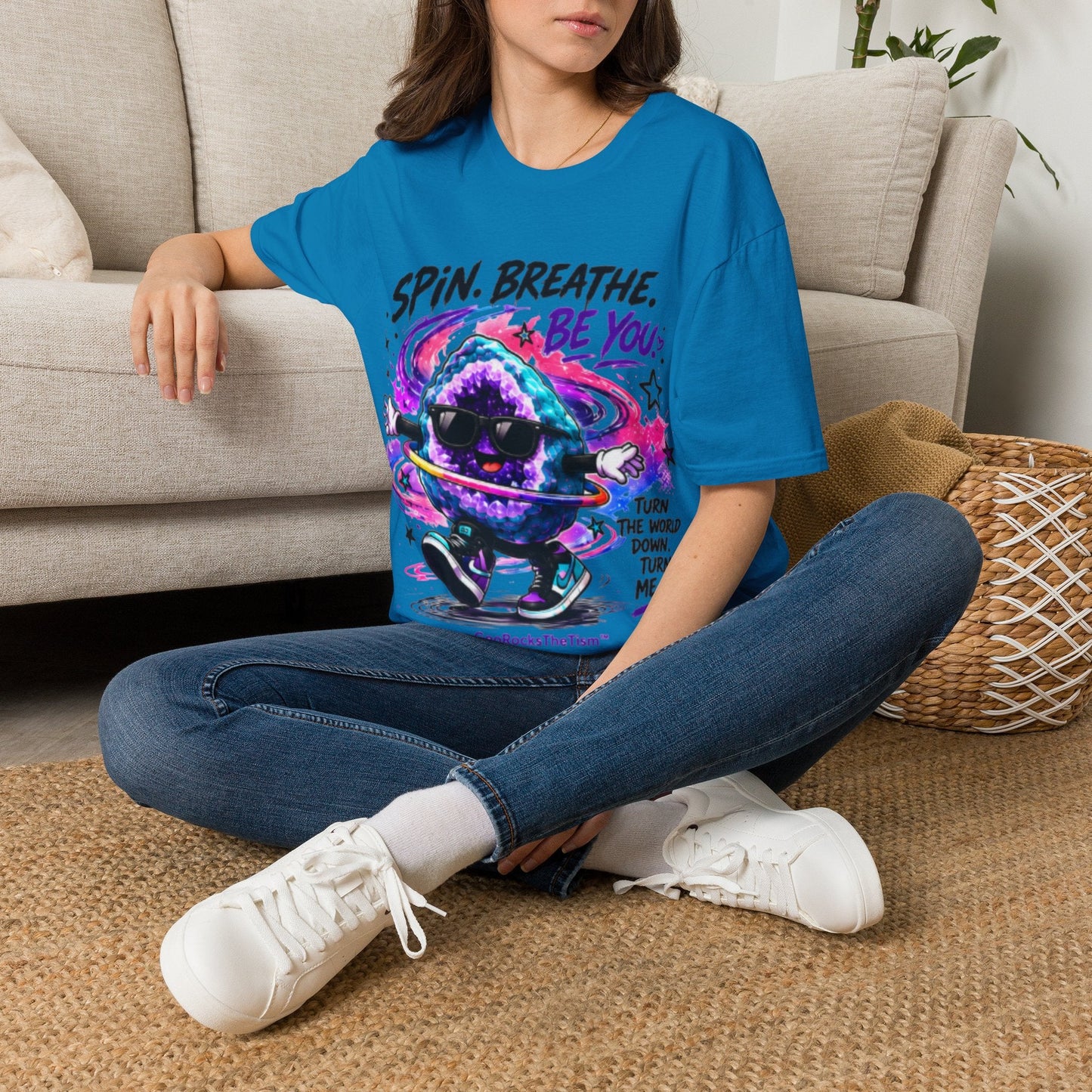 Geo Rocks the 'Tism Teen Stimming Geode "Spin. Breathe. Be You." Tee - Geo Rocks The 'Tism