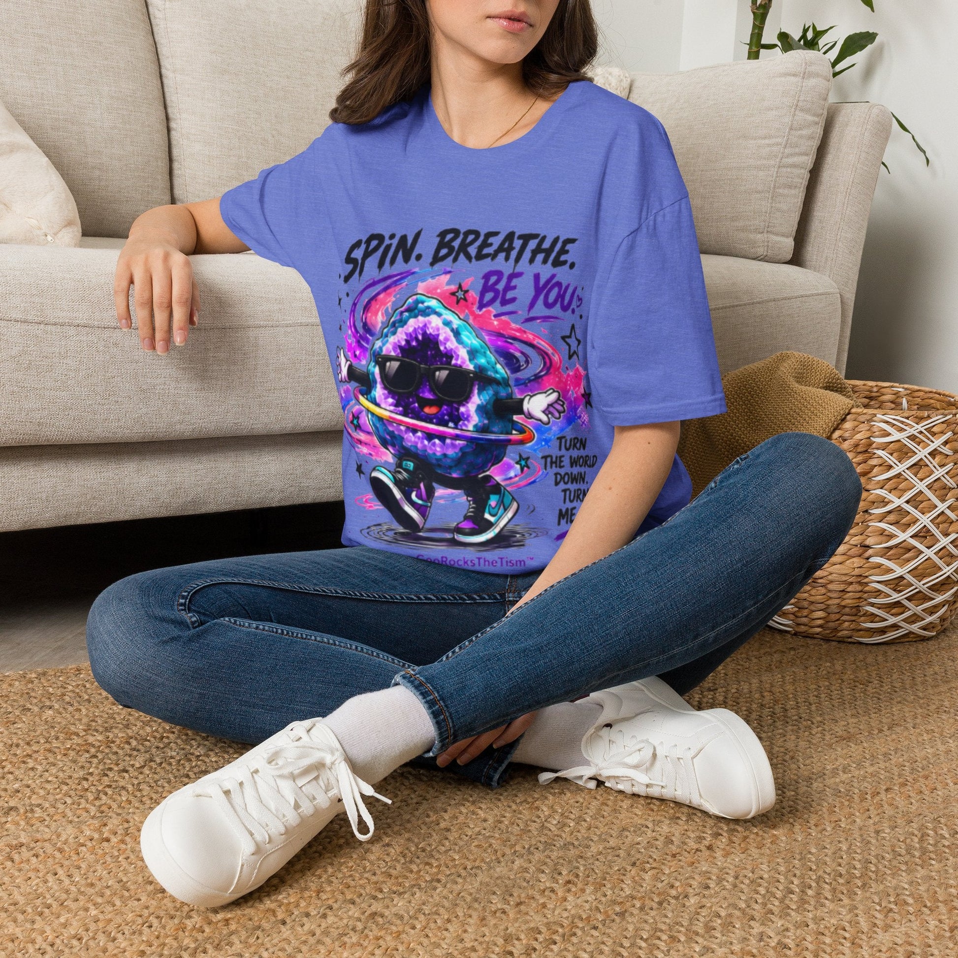 Geo Rocks the 'Tism Teen Stimming Geode "Spin. Breathe. Be You." Tee - Geo Rocks The 'Tism