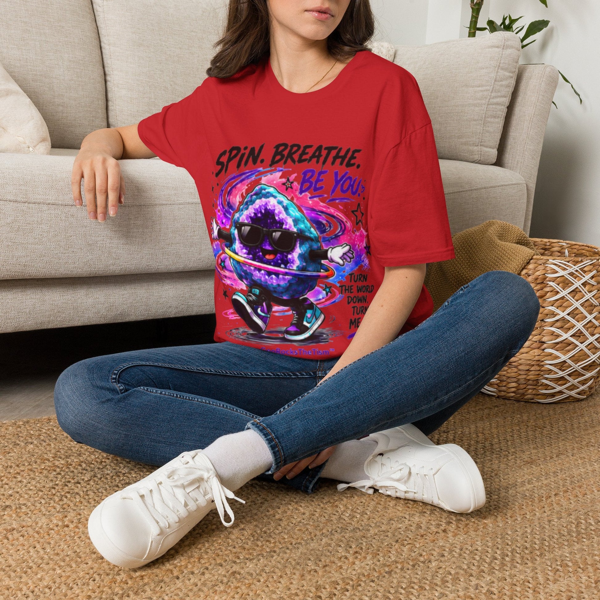 Geo Rocks the 'Tism Teen Stimming Geode "Spin. Breathe. Be You." Tee - Geo Rocks The 'Tism