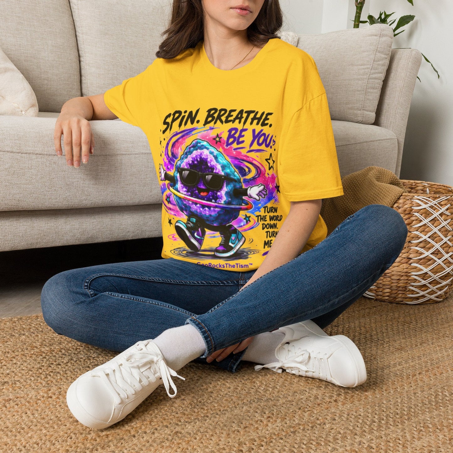 Geo Rocks the 'Tism Teen Stimming Geode "Spin. Breathe. Be You." Tee - Geo Rocks The 'Tism