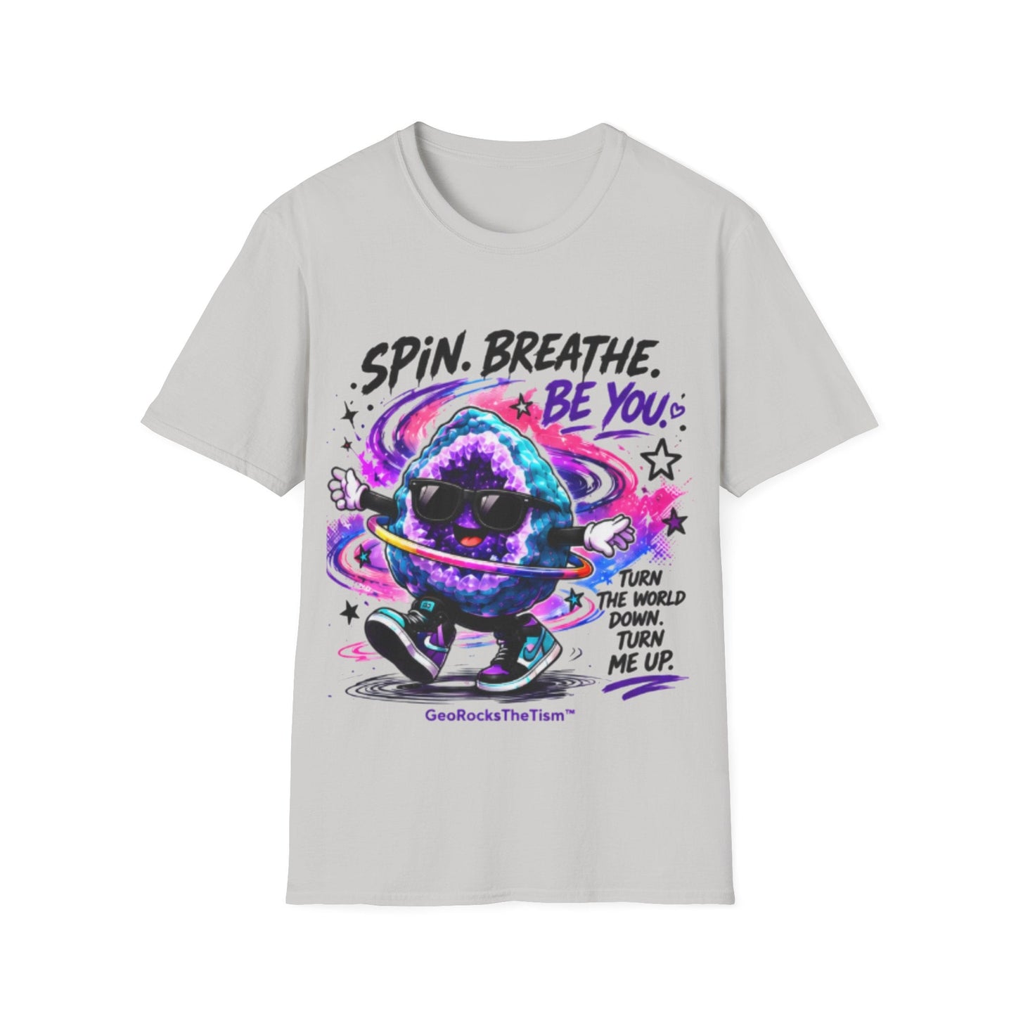 Geo Rocks the 'Tism Teen Stimming Geode "Spin. Breathe. Be You." Tee - Geo Rocks The 'Tism