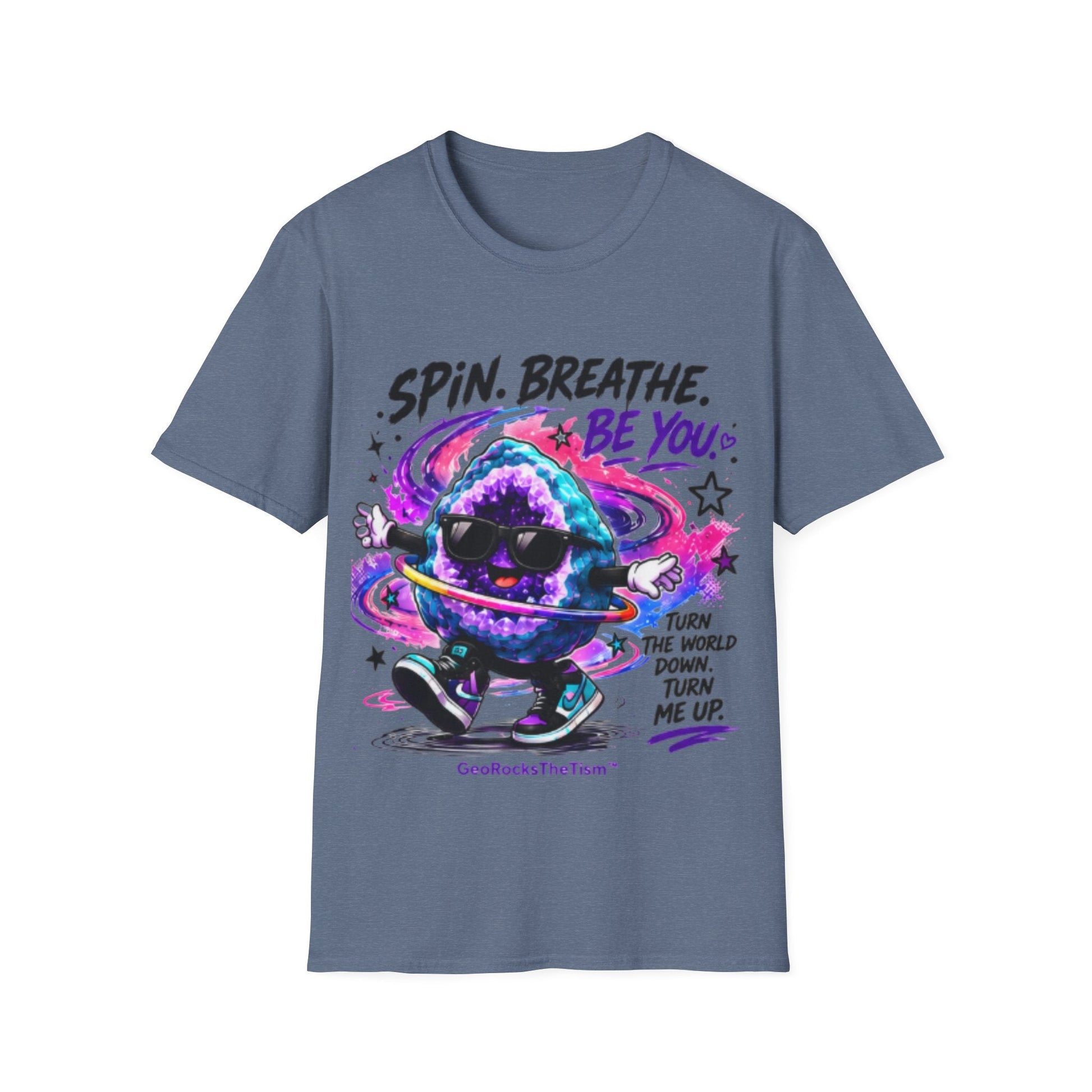 Geo Rocks the 'Tism Teen Stimming Geode "Spin. Breathe. Be You." Tee - Geo Rocks The 'Tism