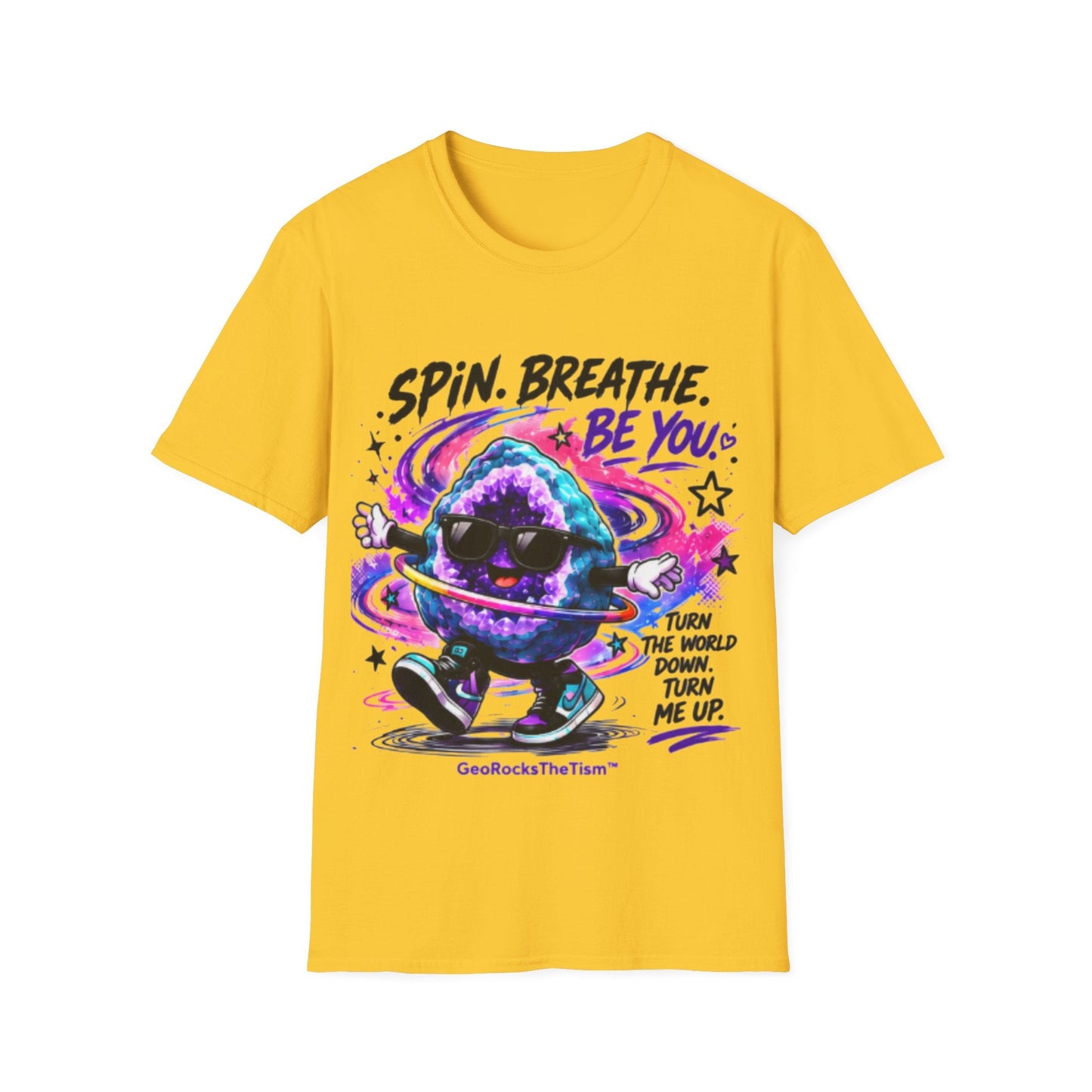 Geo Rocks the 'Tism Teen Stimming Geode "Spin. Breathe. Be You." Tee - Geo Rocks The 'Tism