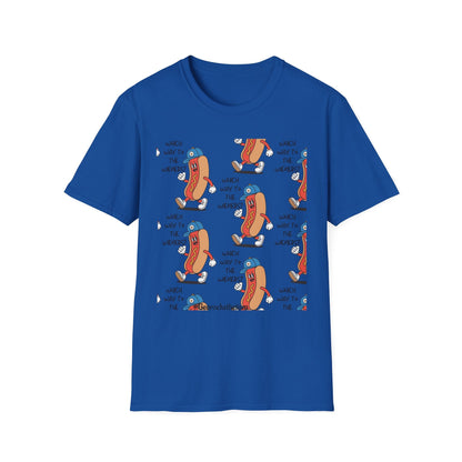 Hot Dog Cartoon T-Shirt — "Which Way to the Weiners?" Graphic Tee - Geo Rocks The 'Tism