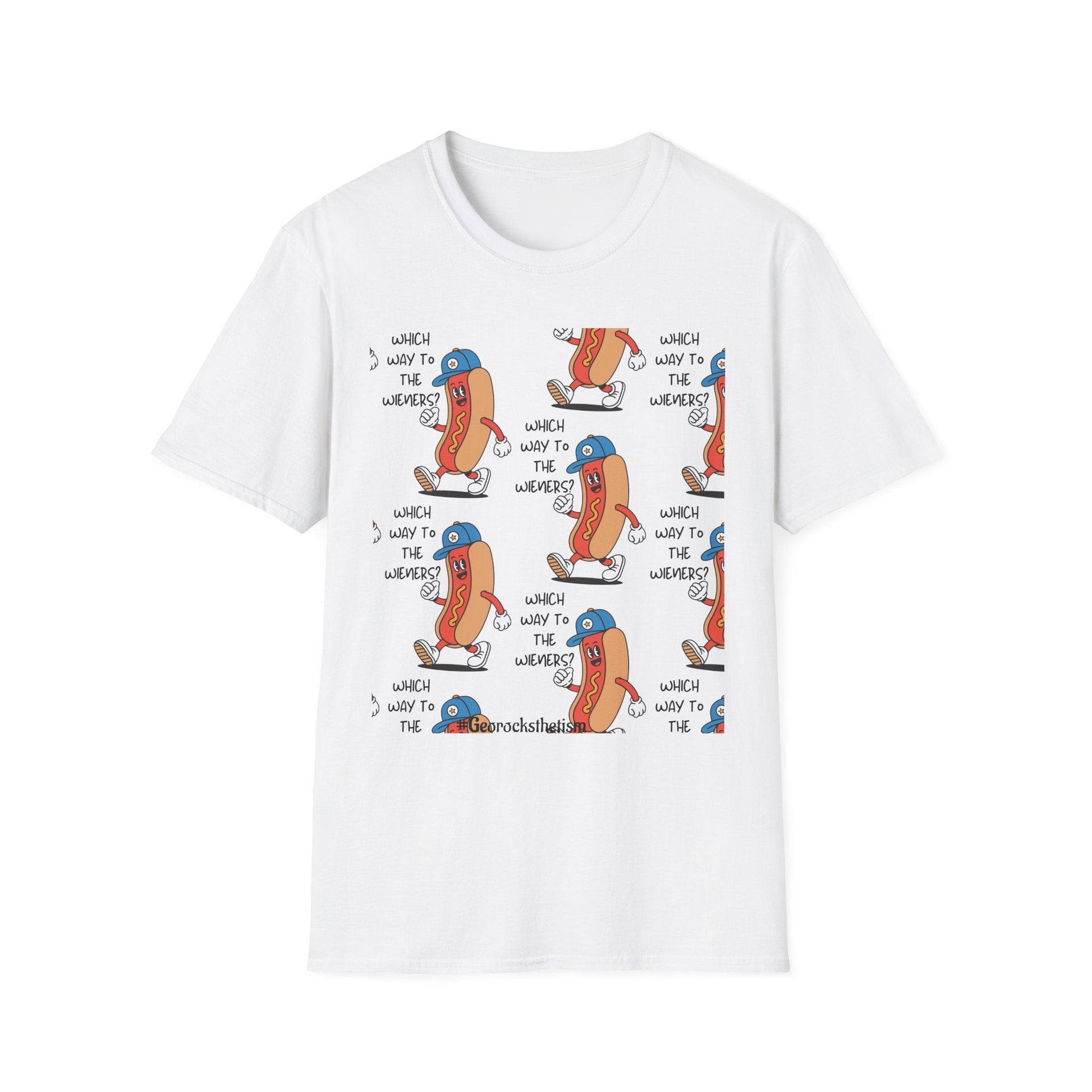 Hot Dog Cartoon T-Shirt — "Which Way to the Weiners?" Graphic Tee - Geo Rocks The 'Tism