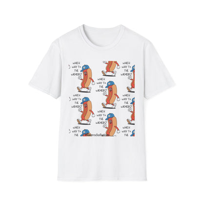 Hot Dog Cartoon T-Shirt — "Which Way to the Weiners?" Graphic Tee - Geo Rocks The 'Tism