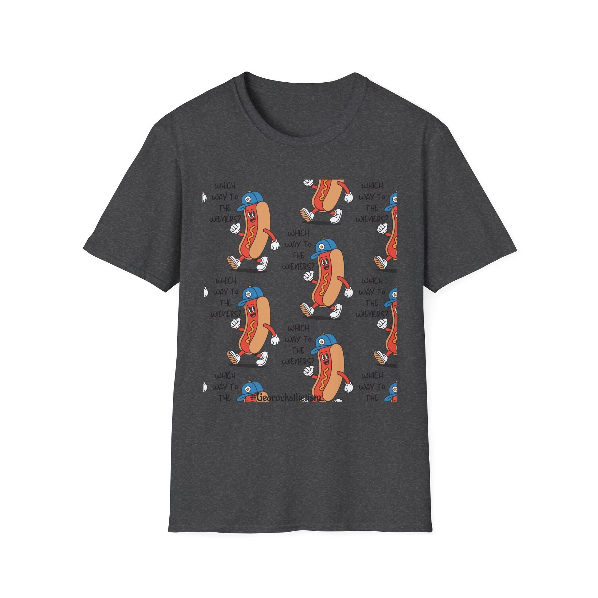 Hot Dog Cartoon T-Shirt — "Which Way to the Weiners?" Graphic Tee - Geo Rocks The 'Tism