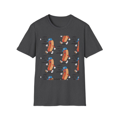 Hot Dog Cartoon T-Shirt — "Which Way to the Weiners?" Graphic Tee - Geo Rocks The 'Tism