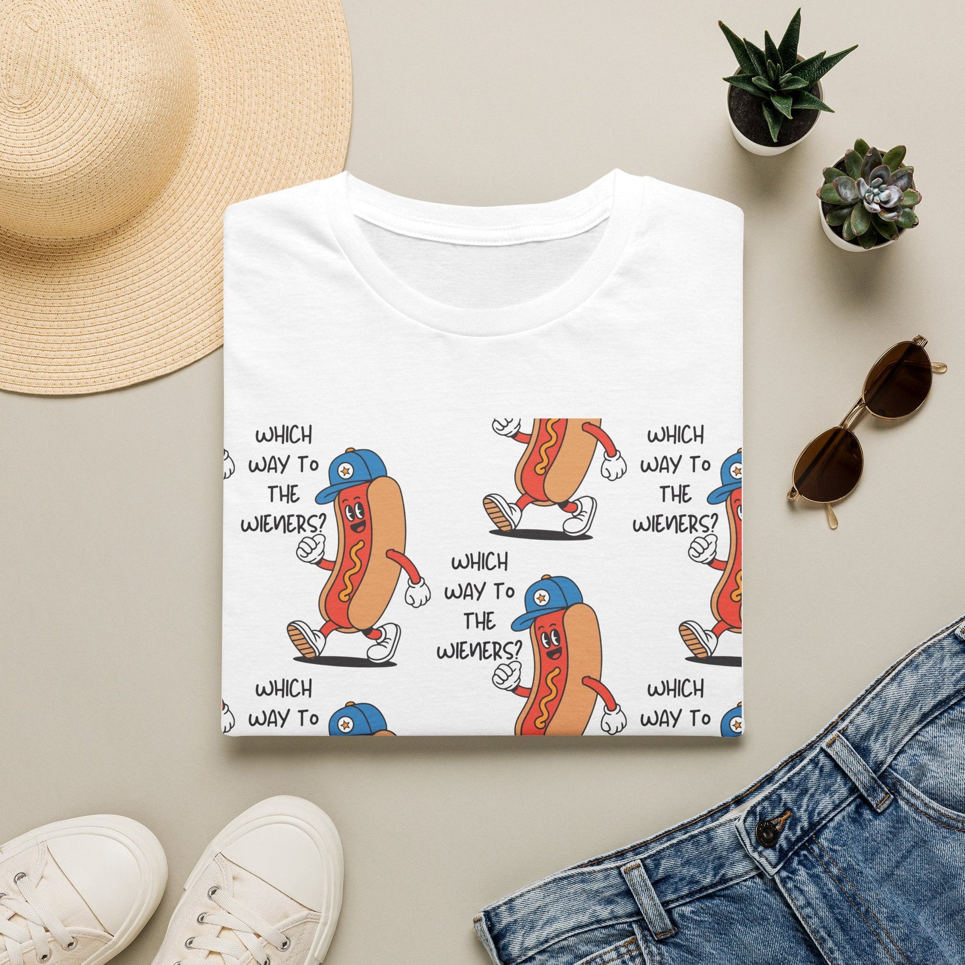 Hot Dog Cartoon T-Shirt — "Which Way to the Weiners?" Graphic Tee - Geo Rocks The 'Tism