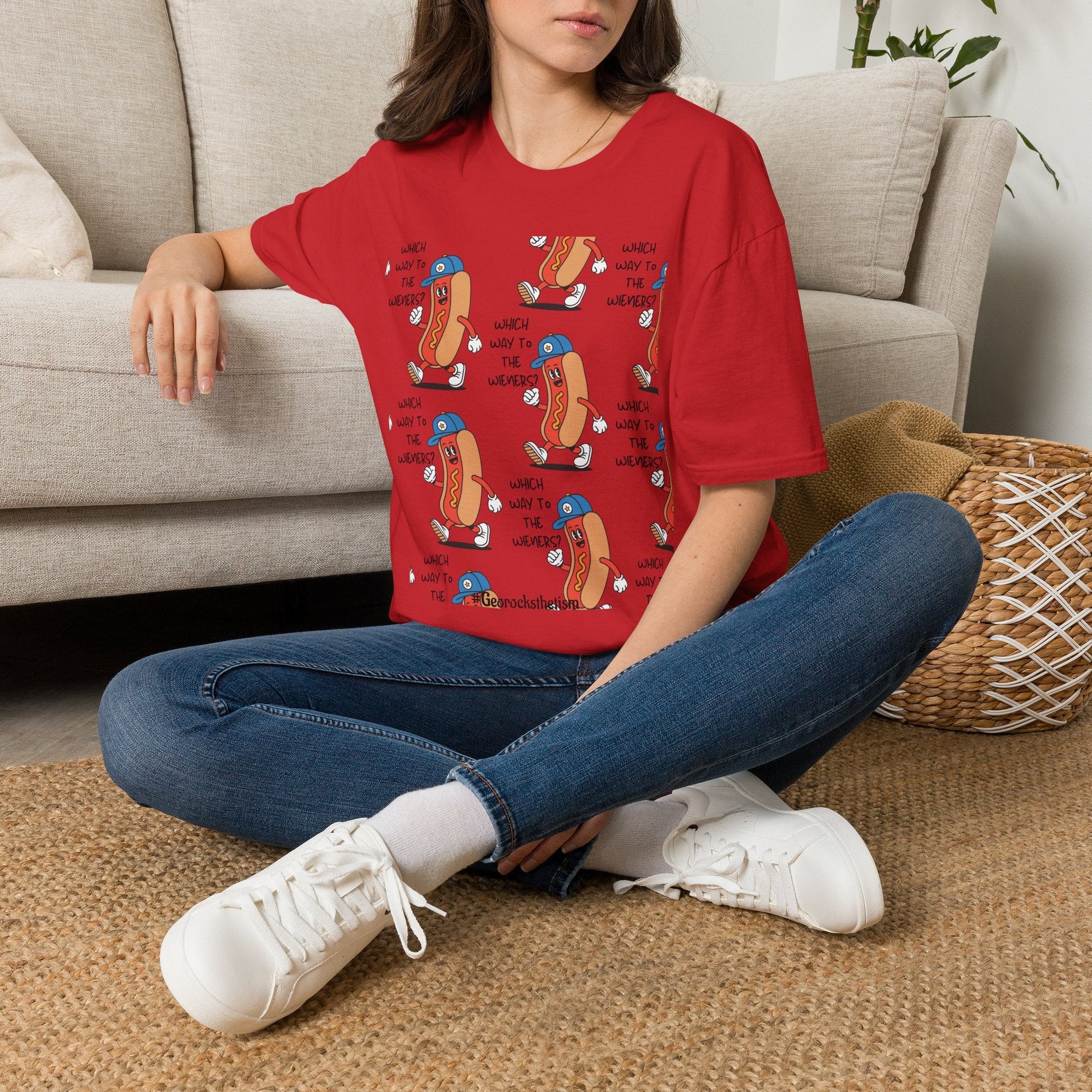 Hot Dog Cartoon T-Shirt — "Which Way to the Weiners?" Graphic Tee - Geo Rocks The 'Tism