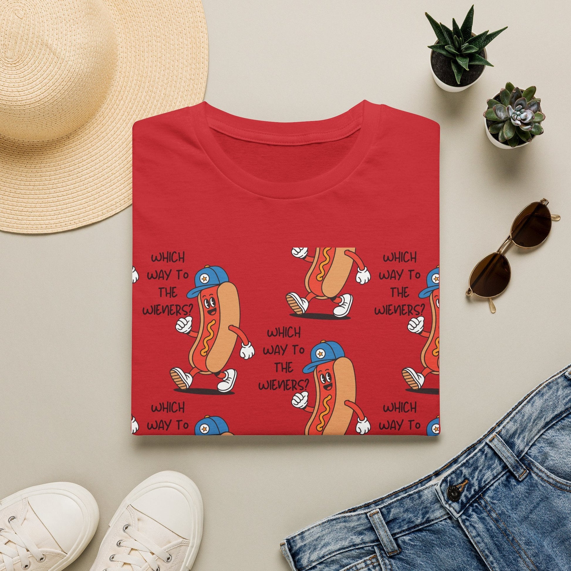 Hot Dog Cartoon T-Shirt — "Which Way to the Weiners?" Graphic Tee - Geo Rocks The 'Tism