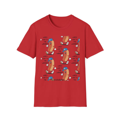 Hot Dog Cartoon T-Shirt — "Which Way to the Weiners?" Graphic Tee - Geo Rocks The 'Tism
