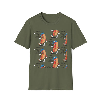 Hot Dog Cartoon T-Shirt — "Which Way to the Weiners?" Graphic Tee - Geo Rocks The 'Tism