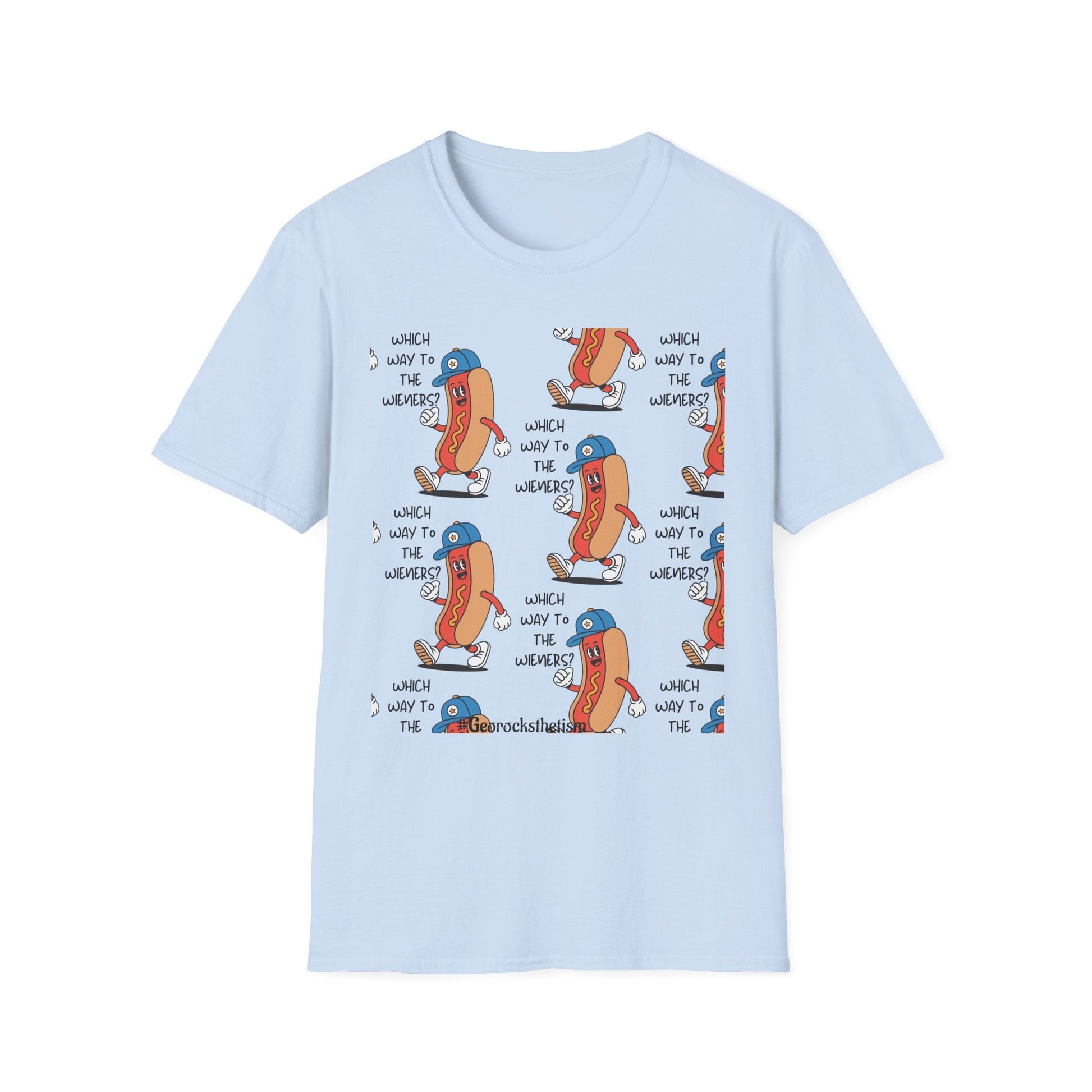Hot Dog Cartoon T-Shirt — "Which Way to the Weiners?" Graphic Tee - Geo Rocks The 'Tism