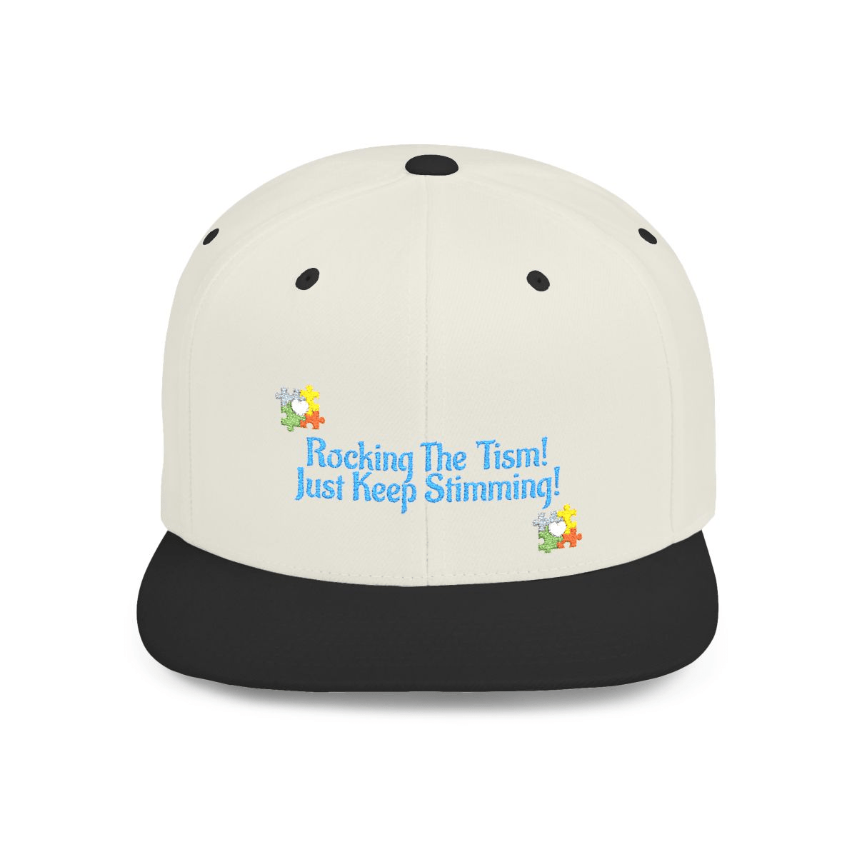 Neurodiversity pride snapback hat in white just keep stimming