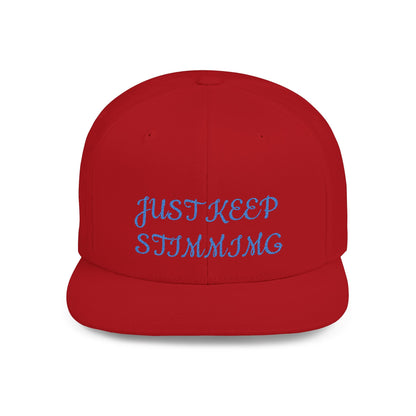 "Just Keep Stimming" Embroidered Snapback Hat - Flat Bill Cap | 22 Colors | One Size - Geo Rocks The 'Tism