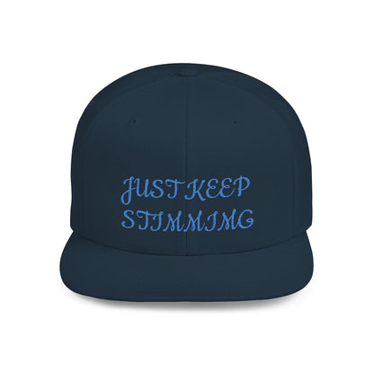 "Just Keep Stimming" Embroidered Snapback Hat - Flat Bill Cap | 22 Colors | One Size - Geo Rocks The 'Tism