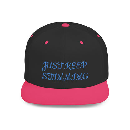 "Just Keep Stimming" Embroidered Snapback Hat - Flat Bill Cap | 22 Colors | One Size - Geo Rocks The 'Tism