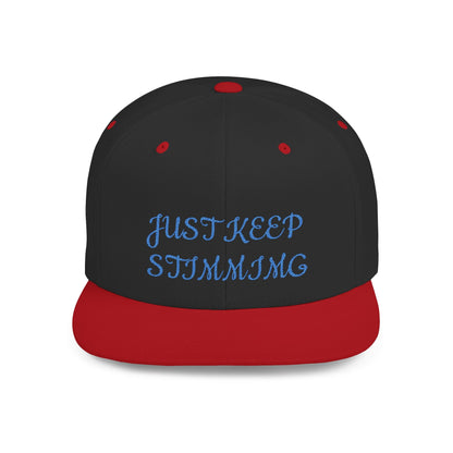 "Just Keep Stimming" Embroidered Snapback Hat - Flat Bill Cap | 22 Colors | One Size - Geo Rocks The 'Tism