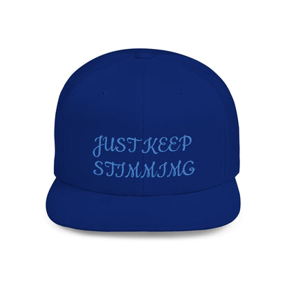 "Just Keep Stimming" Embroidered Snapback Hat - Flat Bill Cap | 22 Colors | One Size - Geo Rocks The 'Tism