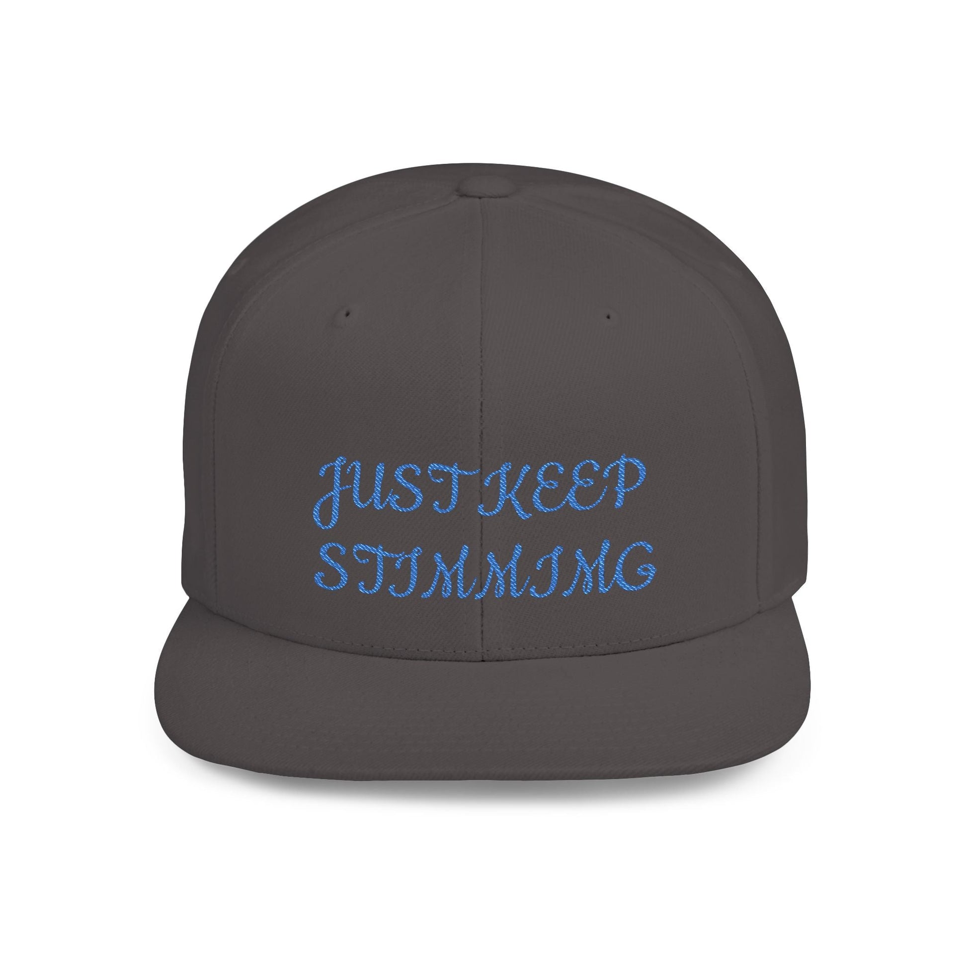 "Just Keep Stimming" Embroidered Snapback Hat - Flat Bill Cap | 22 Colors | One Size - Geo Rocks The 'Tism