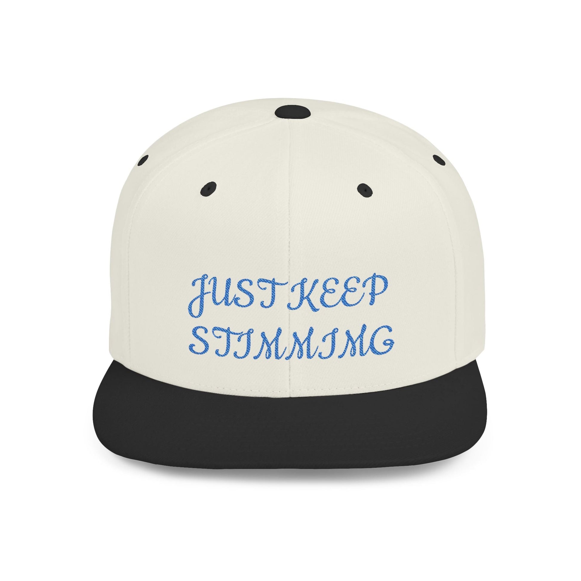 "Just Keep Stimming" Embroidered Snapback Hat - Flat Bill Cap | 22 Colors | One Size - Geo Rocks The 'Tism