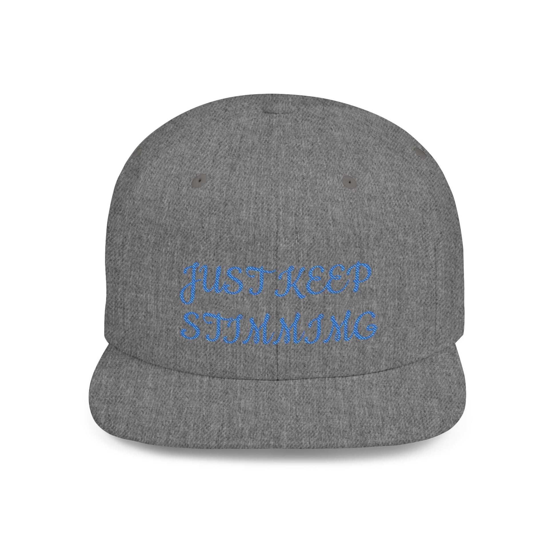 "Just Keep Stimming" Embroidered Snapback Hat - Flat Bill Cap | 22 Colors | One Size - Geo Rocks The 'Tism