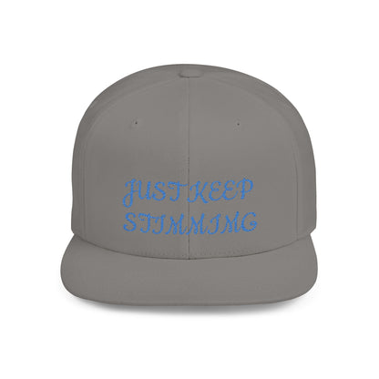 "Just Keep Stimming" Embroidered Snapback Hat - Flat Bill Cap | 22 Colors | One Size - Geo Rocks The 'Tism