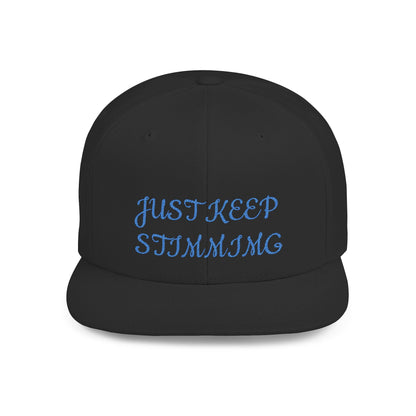 "Just Keep Stimming" Embroidered Snapback Hat - Flat Bill Cap | 22 Colors | One Size - Geo Rocks The 'Tism