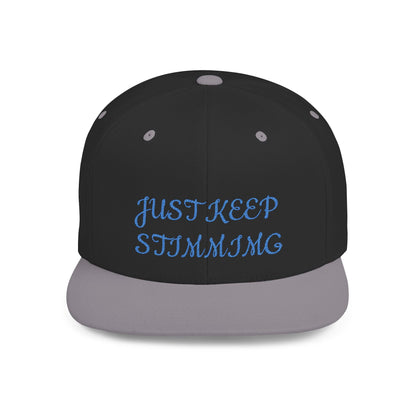 "Just Keep Stimming" Embroidered Snapback Hat - Flat Bill Cap | 22 Colors | One Size - Geo Rocks The 'Tism
