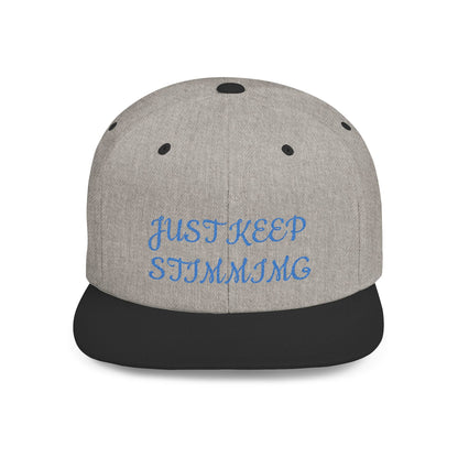 "Just Keep Stimming" Embroidered Snapback Hat - Flat Bill Cap | 22 Colors | One Size - Geo Rocks The 'Tism