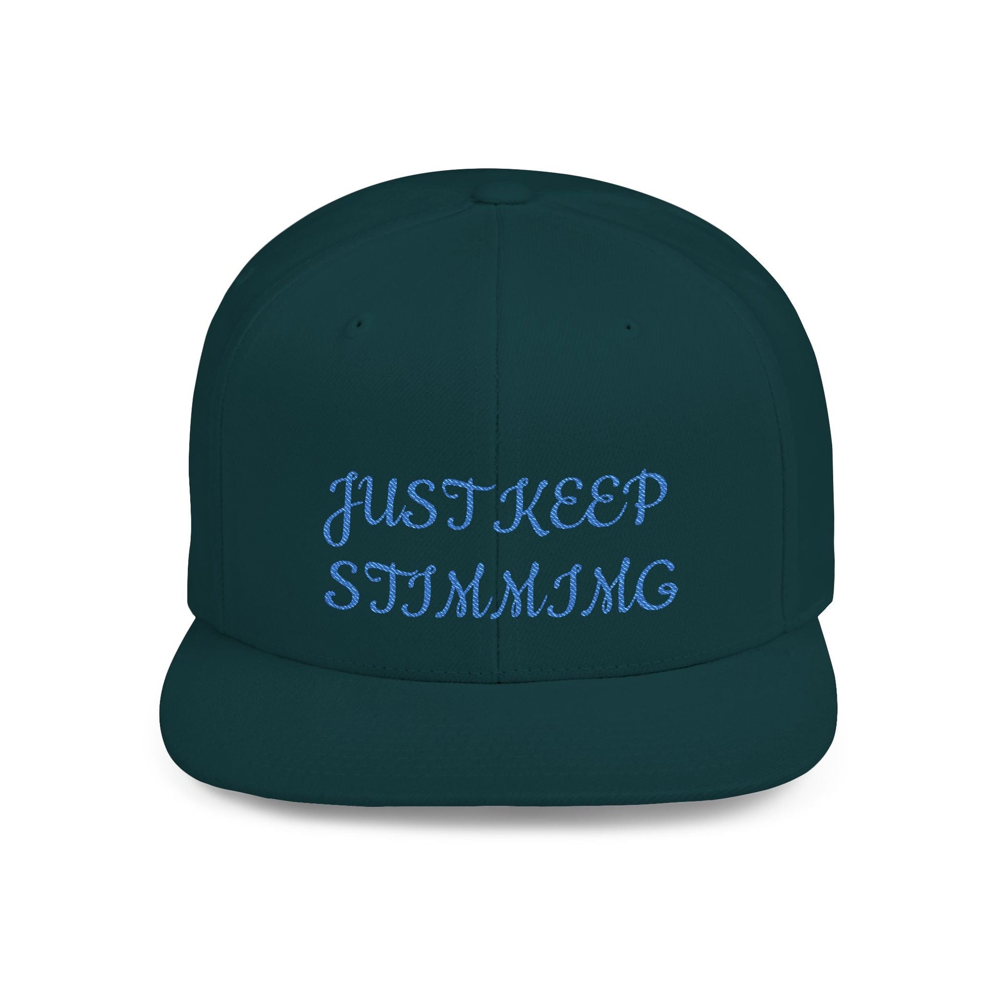 "Just Keep Stimming" Embroidered Snapback Hat - Flat Bill Cap | 22 Colors | One Size - Geo Rocks The 'Tism