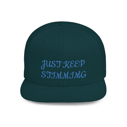 "Just Keep Stimming" Embroidered Snapback Hat - Flat Bill Cap | 22 Colors | One Size - Geo Rocks The 'Tism