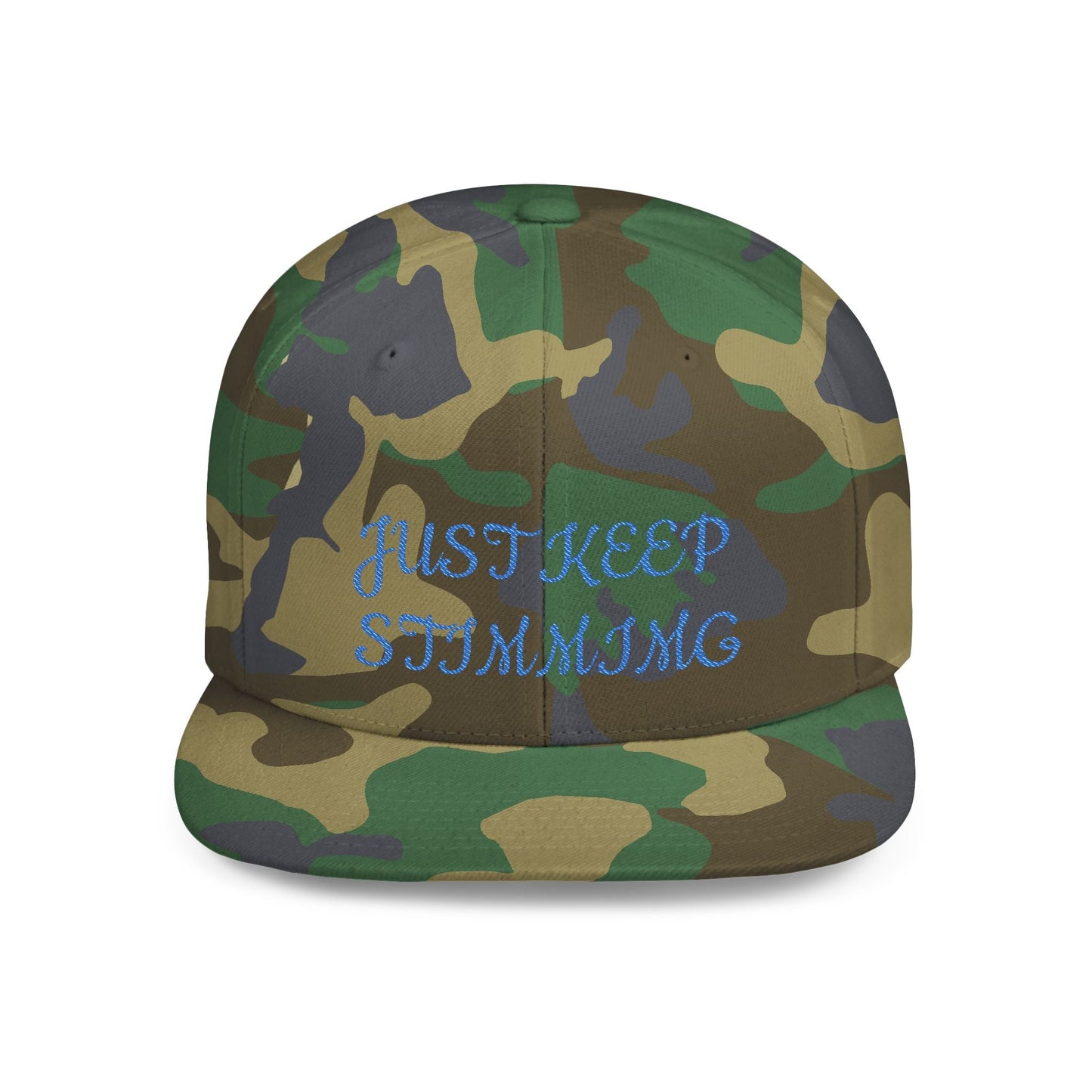 "Just Keep Stimming" Embroidered Snapback Hat - Flat Bill Cap | 22 Colors | One Size - Geo Rocks The 'Tism
