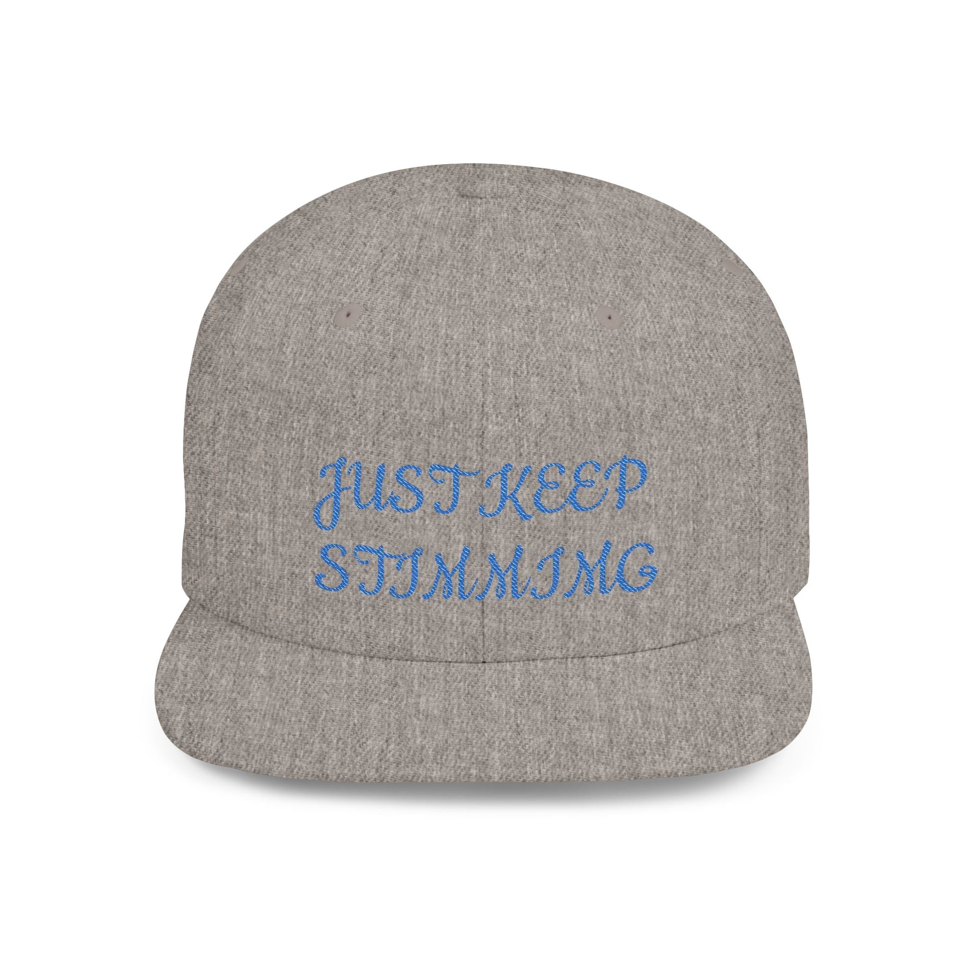 "Just Keep Stimming" Embroidered Snapback Hat - Flat Bill Cap | 22 Colors | One Size - Geo Rocks The 'Tism