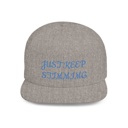 "Just Keep Stimming" Embroidered Snapback Hat - Flat Bill Cap | 22 Colors | One Size - Geo Rocks The 'Tism