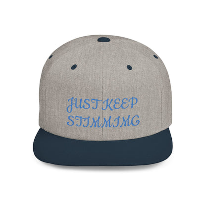 "Just Keep Stimming" Embroidered Snapback Hat - Flat Bill Cap | 22 Colors | One Size - Geo Rocks The 'Tism