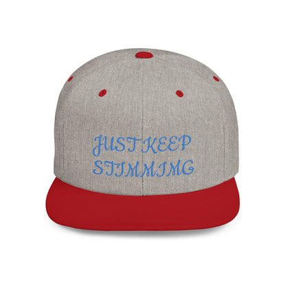 "Just Keep Stimming" Embroidered Snapback Hat - Flat Bill Cap | 22 Colors | One Size - Geo Rocks The 'Tism