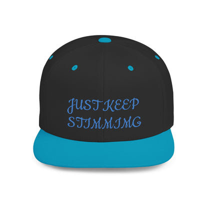 "Just Keep Stimming" Embroidered Snapback Hat - Flat Bill Cap | 22 Colors | One Size - Geo Rocks The 'Tism