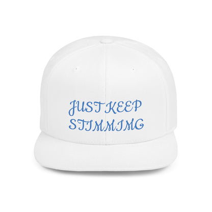 "Just Keep Stimming" Embroidered Snapback Hat - Flat Bill Cap | 22 Colors | One Size - Geo Rocks The 'Tism