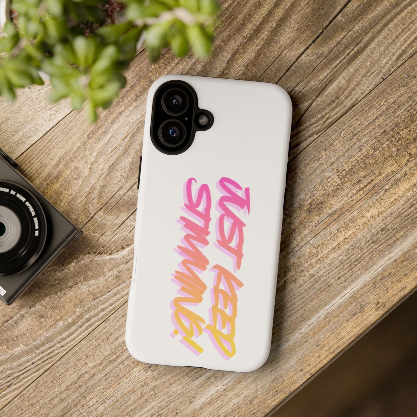 "Just Keep Stimming" Gradient Script Phone Case - Dual - Layer Protective Cover | iPhone & Samsung - Geo Rocks The 'Tism